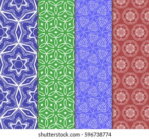 Seamless patterns set. Vintage decorative ethnic floral ornament. vector illustration. oriental design for print, wallpaper, decor, fabric, textile