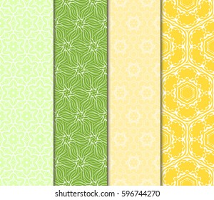 Seamless patterns set. Vintage decorative ethnic floral ornament. vector illustration. oriental design for print, wallpaper, decor, fabric, textile