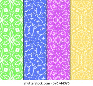 Seamless patterns set. Vintage decorative ethnic floral ornament. vector illustration. oriental design for print, wallpaper, decor, fabric, textile