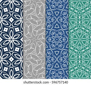 Seamless patterns set. Vintage decorative ethnic floral ornament. vector illustration. oriental design for print, wallpaper, decor, fabric, textile