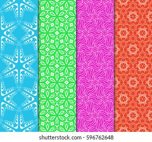 Seamless patterns set. Vintage decorative ethnic floral ornament. vector illustration. oriental design for print, wallpaper, decor, fabric, textile