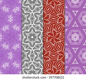 Seamless patterns set. Vintage decorative ethnic floral ornament. vector illustration. oriental design for print, wallpaper, decor, fabric, textile