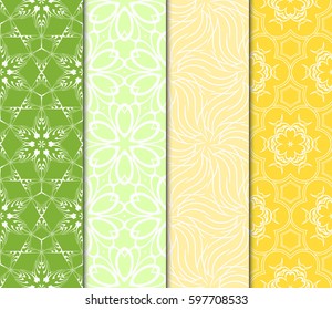Seamless patterns set. Vintage decorative ethnic floral ornament. vector illustration. oriental design for print, wallpaper, decor, fabric, textile