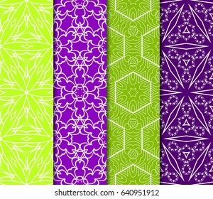 Seamless patterns set. Vintage decorative ethnic floral ornament. vector illustration. oriental design for print, wallpaper, decor, fabric, textile