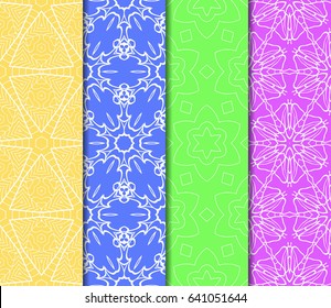 Seamless patterns set. Vintage decorative ethnic floral ornament. vector illustration. oriental design for print, wallpaper, decor, fabric, textile