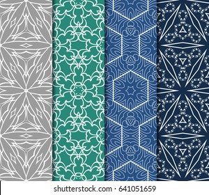 Seamless patterns set. Vintage decorative ethnic floral ornament. vector illustration. oriental design for print, wallpaper, decor, fabric, textile
