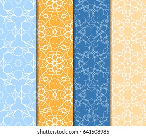 Seamless patterns set. Vintage decorative ethnic floral ornament. vector illustration. oriental design for print, wallpaper, decor, fabric, textile