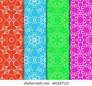 Seamless patterns set. Vintage decorative ethnic floral ornament. vector illustration. oriental design for print, wallpaper, decor, fabric, textile