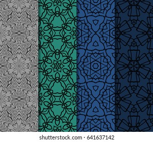 Seamless patterns set. Vintage decorative ethnic floral ornament. vector illustration. oriental design for print, wallpaper, decor, fabric, textile