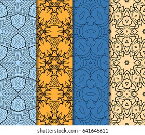 Seamless patterns set. Vintage decorative ethnic floral ornament. vector illustration. oriental design for print, wallpaper, decor, fabric, textile