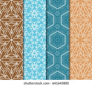Seamless patterns set. Vintage decorative ethnic floral ornament. vector illustration. oriental design for print, wallpaper, decor, fabric, textile