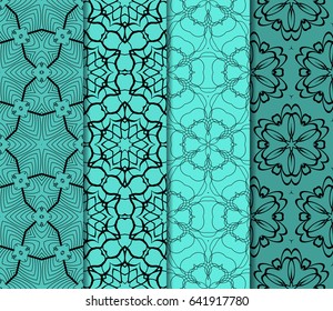 Seamless patterns set. Vintage decorative ethnic floral ornament. vector illustration. oriental design for print, wallpaper, decor, fabric, textile