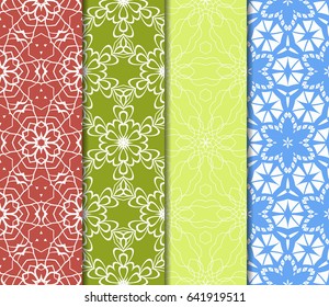 Seamless patterns set. Vintage decorative ethnic floral ornament. vector illustration. oriental design for print, wallpaper, decor, fabric, textile