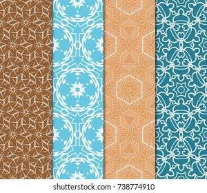 Seamless patterns set. Vintage decorative ethnic floral ornament. vector illustration. oriental design for print, wallpaper, decor, fabric, textile