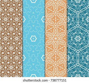 Seamless patterns set. Vintage decorative ethnic floral ornament. vector illustration. oriental design for print, wallpaper, decor, fabric, textile