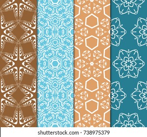 Seamless patterns set. Vintage decorative ethnic floral ornament. vector illustration. oriental design for print, wallpaper, decor, fabric, textile