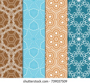 Seamless patterns set. Vintage decorative ethnic floral ornament. vector illustration. oriental design for print, wallpaper, decor, fabric, textile