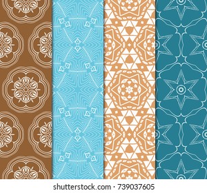 Seamless patterns set. Vintage decorative ethnic floral ornament. vector illustration. oriental design for print, wallpaper, decor, fabric, textile