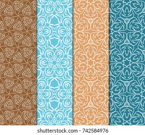 Seamless patterns set. Vintage decorative ethnic floral ornament. vector illustration. oriental design for print, wallpaper, decor, fabric, textile