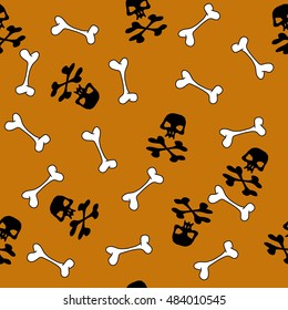 seamless patterns with skulls and bones. Vector illustration. Jolly Roger