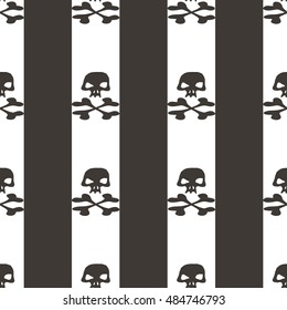 seamless patterns with skulls and bones. Vector illustration. Jolly Roger with black and white stripes