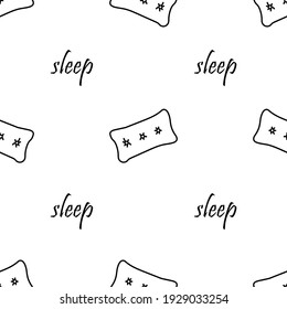 Seamless patterns. Sleeping pillow isolated on white background. Vector illustration.