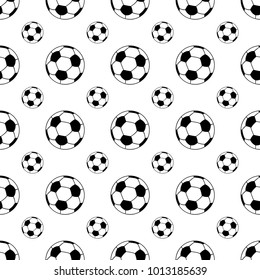 Seamless patterns from a soccer ball. Black and white. Vector illustration.