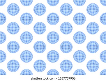 Seamless patterns of spheres of blue color on a white background.