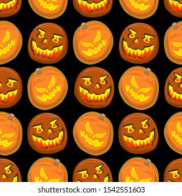 Seamless Patterns Spooky scary Halloween designs from skull and pumpkin heads - EPS Vector Illustration