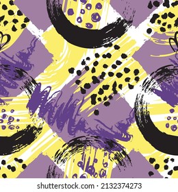 Seamless patterns with spring bright spots and color graphics. They can be used to print wallpaper, T-shirts, bags, packaging paper design and postcards on fabric.