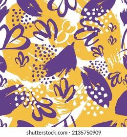 Seamless patterns with spring bright spots and color graphics. They can be used to print wallpaper, T-shirts, bags, packaging paper design and postcards on fabric.