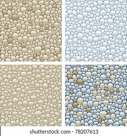 Seamless patterns with stones. Four vector seamless patterns with beige, gray, and  brown smooth pebble