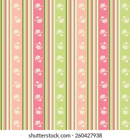 Seamless patterns stripes with flowers