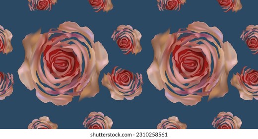 Seamless patterns. Stylized roses. Textile background. Vector graphics.
