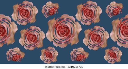 Seamless patterns. Stylized roses. Textile background. Vector graphics.

