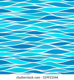 Seamless patterns with stylized waves blue shades