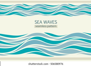 Seamless patterns with stylized waves vintage style