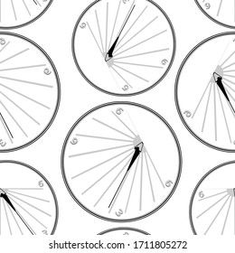 Seamless patterns of sundial icon. Sun clock. Outline of antique sundial. Hand drawn stock vector illustration isolated on white background. Design for fabric, textile and ets.