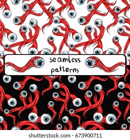 Seamless patterns. Terrible eyes.