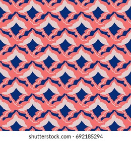 Seamless patterns for textiles, postcards. Patterns of combining coral and blue with a delicate pink.