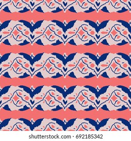 Seamless patterns for textiles, postcards. Patterns of combining coral and blue with a delicate pink.