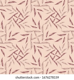 Seamless patterns. Textured brush. Abstract set of spots in the form of leaves arranged in a geometric order. Design for paper, textile, fabric, ceramics, tiles. Vector graphics.