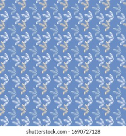 Seamless patterns. Textured brush. Abstract set of spots in the form of leaves arranged in a geometric order. Design for paper, textile, fabric, ceramics, tiles. Vector graphics.