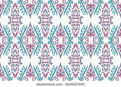 Patrones sin costuras texturizados hechos a mano. Bohemio étnico, motivos de diseño de estilo Ikat, patrón geométrico, damasco de seda sin costuras . Ilustración vectorial.