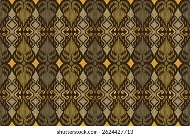 Padrões sem emenda texturizados feitos à mão. Boêmio étnico, motivos de design estilo Ikat, padrão geométrico, damasco de seda sem costura . Ilustração vetorial.