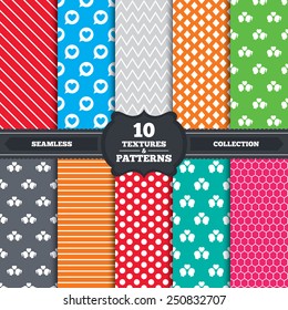 Seamless patterns and textures. Couple love icon. Lesbian and Gay lovers signs. Romantic homosexual relationships. Speech bubble with heart symbol. Endless backgrounds with circles, lines.