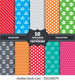 Seamless patterns and textures. Quiz icons. Brainstorm or human think. Checklist symbol. Survey poll or questionnaire feedback form. Questions and answers game sign. Endless backgrounds with circles.