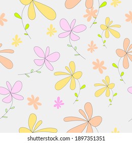 seamless patterns with the theme of flower gardens with soft natural colors, suitable for design elements on the theme of nature, fashion, beauty, both web and print bases