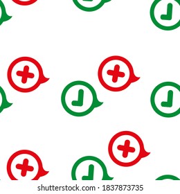 Seamless patterns with tick and cross sign