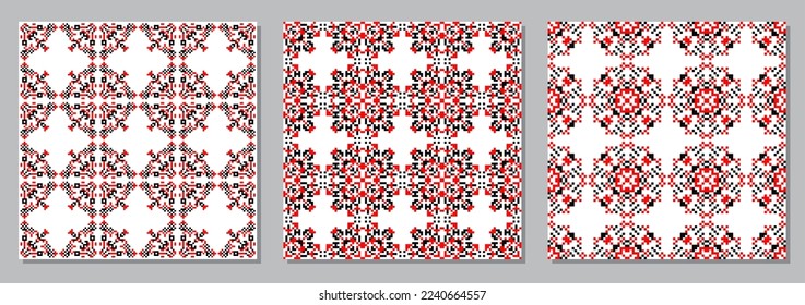 Seamless patterns traditional Ukrainian embroidery, ethnic ornament vyshyvanka